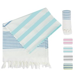 Winthome Beach Towel Soft Beach Towel Bamboo Cotton Lightweight Space Saving Hammam Towel Absorbent Quick Drying Bath Towel Sand-Free Towel for Men and Women Sauna Towel (150 x 75 cm, 1 Pack)