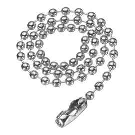 HARFINGTON Stainless Steel Ball Chain 2.4mm 7.9" Length Round Bead Necklace Dog Tag Pull Chains with Connectors Clasps for Men Women Jewelry Making Bracelets Keychain, Silver