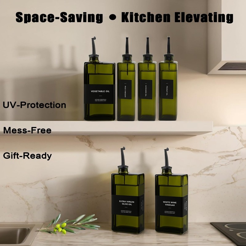 Gelury Olive Oil Dispenser Bottle for Kitchen 16.9oz, UV-Blocking Oil