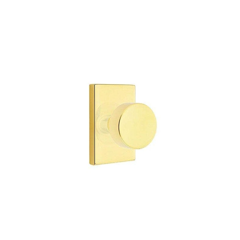 Passage Set, Modern Rectangle Rosette, Modern Round Knob, Satin Nickel