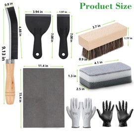 10 Pcs Headstone Cleaner Kit for Grave Cleaning Granite and Stone Daily Cleaner Includes Cloth Bristle Crevice Brush Scrub Brush Cleaning Sponge Disposable & Labor Protection Gloves Plastic Scraper
