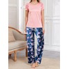 Famulily Women's Cute Pyjamas Set Ruched Shoulder Cotton Pjs Loungewear