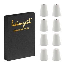 heimzeit Cone Cabinet Knobs for Doors, Drawers and Dressers Made of High-Quality Aluminium [Pack of 8] Colour: White, Stylish Design, Furniture Knobs with Single Hole Handle and Screws