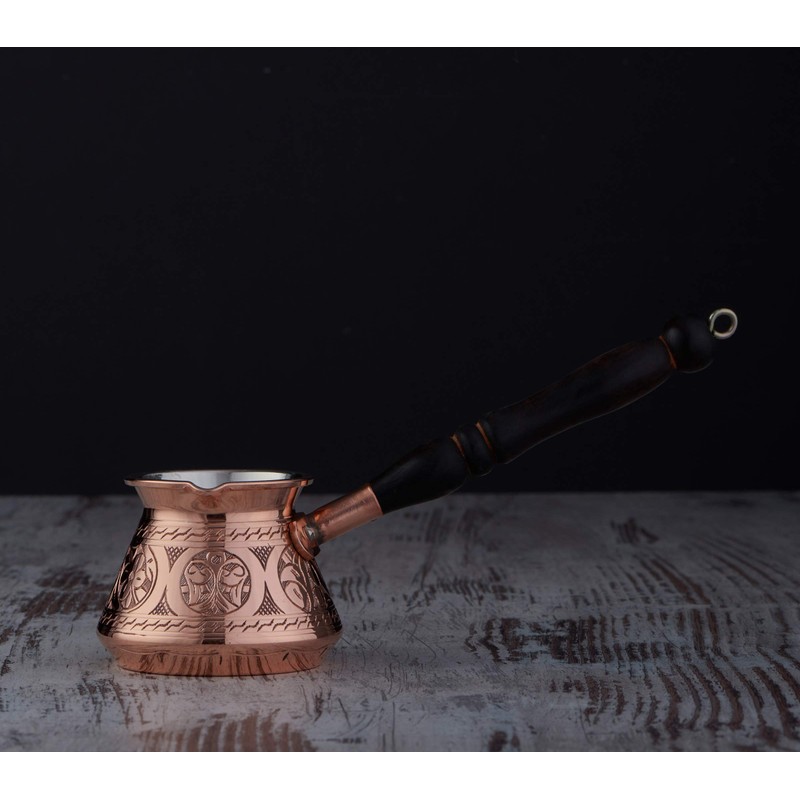 DEMMEX Thickest Copper Turkish Greek Arabic Coffee Pot, Stovetop Coffee