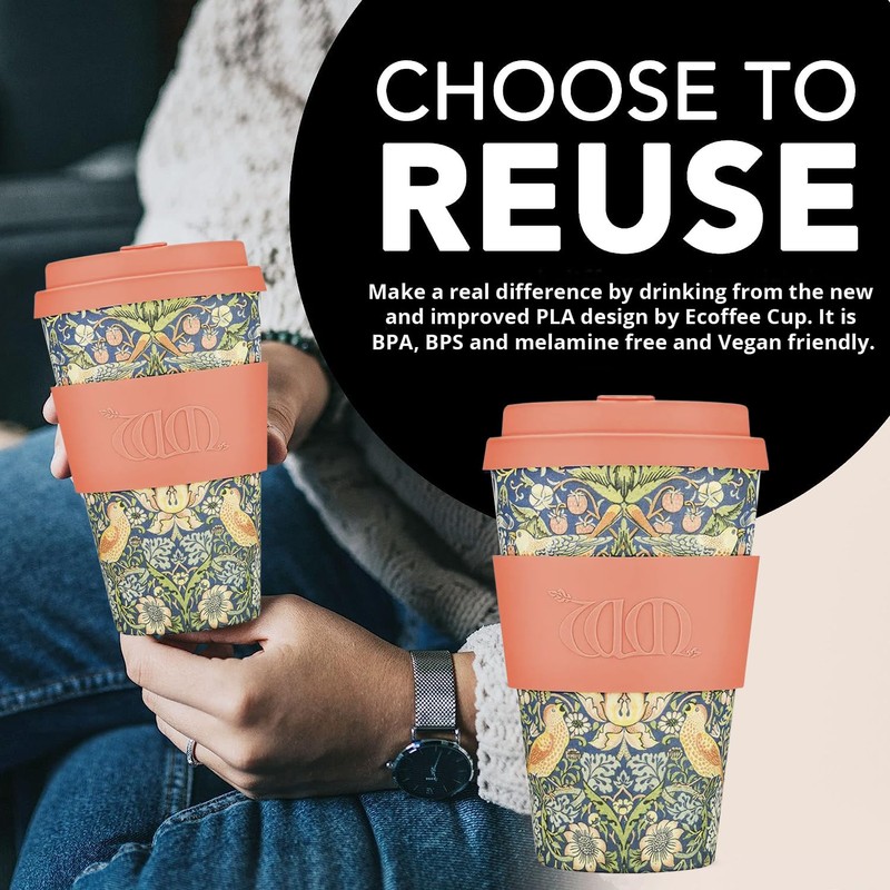 Ecoffee Cup Reusable Eco Friendly William Morris 400ml 814 037