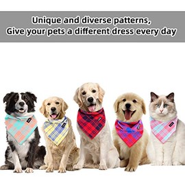 Bandanas de Navidad para perro, 5 unidades, regalo de cumpleaños, bandana para cachorros, colores vibrantes, impresión a cuadros, bufanda ajustable para perro, accesorios para perros grandes y extragrandes