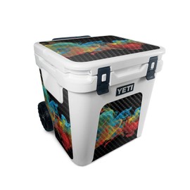 MightySkins Carbon Fiber Skin Compatible with Yeti Roadie 48 Wheeled Cooler - Primary Smoke | Protective, Durable Textured Carbon Fiber Finish | Easy to Apply and Change Style | Made in The USA