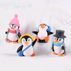 MAOMIA 8 Pcs Cute Penguin Figures Mini Penguin Figurines Collection Playset Cake Topper Fairy Garden Party Decoration