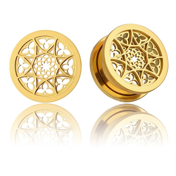 LADEMAYH 2Pcs Unique Surgical Steel Saddle Plugs Gauges for Ears,