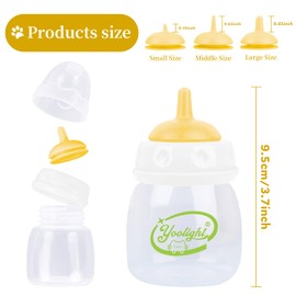 Pet Feeding Bottle,3 Pack 60ml Nursing Bottle, 3 Sizes Nipples with Ventilation Valve Resistant Tearing Perfect for Puppies, Kittens, Small Wildlife (Yellow)