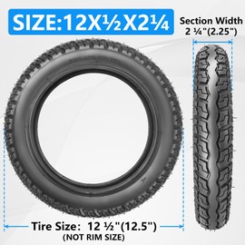 AKOSONE 12.5 x 2.25 Tire and Inner Tube Set (12-1/2 x 2-1/4) 57-203 -12 1/2 x 2 1/4 Tire Fit for Most Electric Scooters, E-Bike, Mini dirt bike, Kid Bike, Balance Bike - Angled Valve Stem (2 Sets)