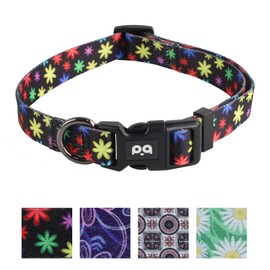 QQPETS Collar de perro suave ajustable: estampado de flores, color rosa, multicolor, bonitos patrones para talla XS, pequeña, mediana y grande, mascotas, niño, cachorro, caminar, correr, entrenamiento