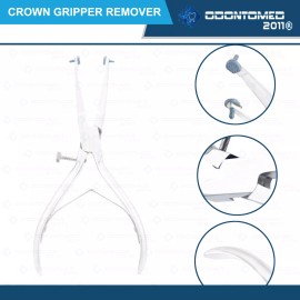 ODM 2 DENTAL CROWN GRIPPER REMOVER PLIERS 6" Angled W/ REPLACEABLE SILICONE TIPS