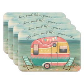 CounterArt Sunset Camper 4 Pack Reversible Easy Care Flexible Plastic Placemats Made in The USA BPA Free Easily Wipes Clean