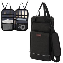 Drum Stick Bag with Hanging Hook,Drumsticks Bags with Adjustable Shoulder Strap,Drum Mallet Holder with Drumsticks,Brushes,Sheet Music for Drummers,Beginners in Gig,Practice and Rehearsal,Bag Only