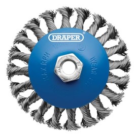 Draper 08063 Steel Bevelled Twist-Knot Wire Wheel Brush, 115mm, M14