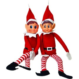 Pareja de Elfos Traviesos 2 Pack  Figuras de Elfos de Navidad de 30,5 cm para Nio y Nia con Cuerpos Blandos y Caras de Vinilo, Pequeos Ayudantes de...