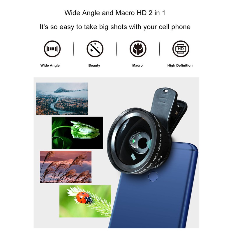 2 in 1 Phone Camera Lens Kit 0.45X Wide Angle