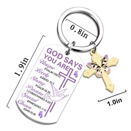 XzmaaoX Christian Gifts for Women Cross Bible Verse Keychain Religious Gift Inspirational Spiritual Gifts for Her Friends Mom Sister Unique Faith Baptism Gift Accessories Birthday Christmas
