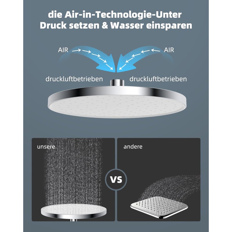 Hibbent Self-Cleaning Rain Shower Head, Fixed Shower Head, Rain Shower,