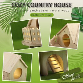 Hamster Forest Lookout Wood House Fun House Double-Decker Hut for Young Dwarf Gerbil Mouse Mice Rat Small Animals(Size Only for Small Hamster)
