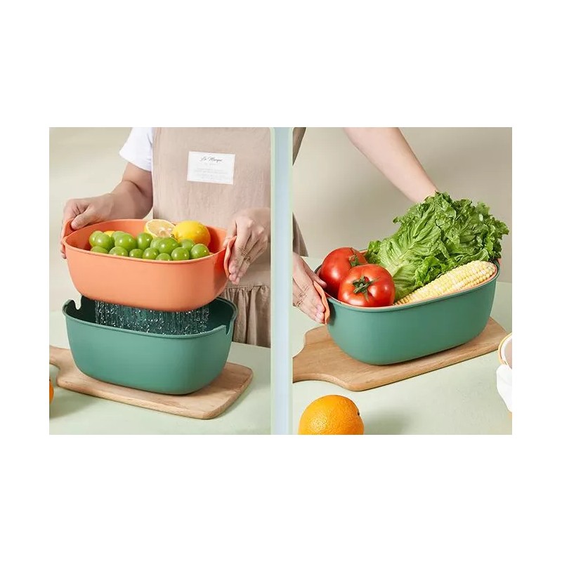 AJC Toys Cesta De Doble Drenaje Colador De Lavado Frutas