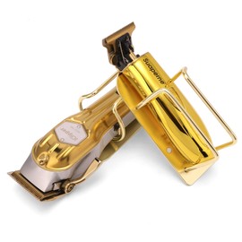 Soporte para cortapelos, 2 piezas eléctrico para cortapelos de acero inoxidable para herramientas de salón, organizador y accesorios de peluquería (dorado)