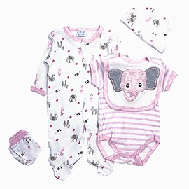 Reborn Baby Doll Clothes 22 inch Girl Outfits Pink Elephant Suits Reborn Baby Matching Clothes 5Pieces