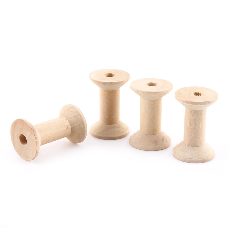 10 Pcs Unfinished Wooden Spools, Empty Thread Spools for Thread