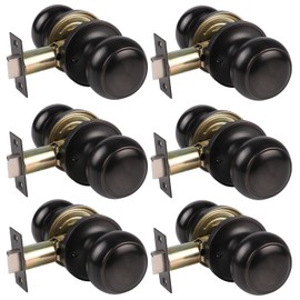 Gobrico Mordern Ball Passage Hall/Closet Door Knob Handle Lockset Oil Rubbed Bronze 6Pack