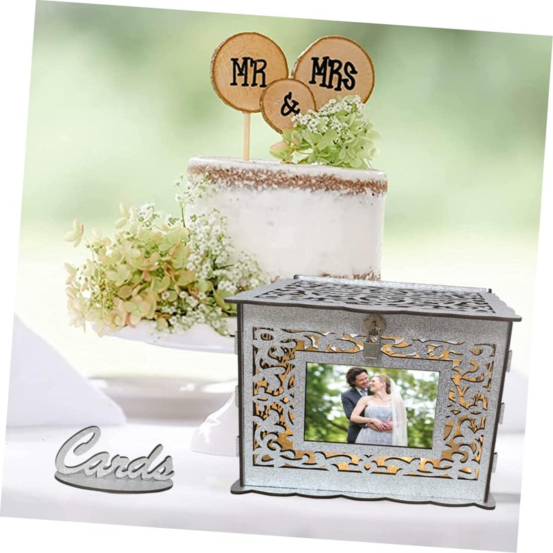 NOLITOY Box Wedding Card Box Hollow Design Wooden Reception Box