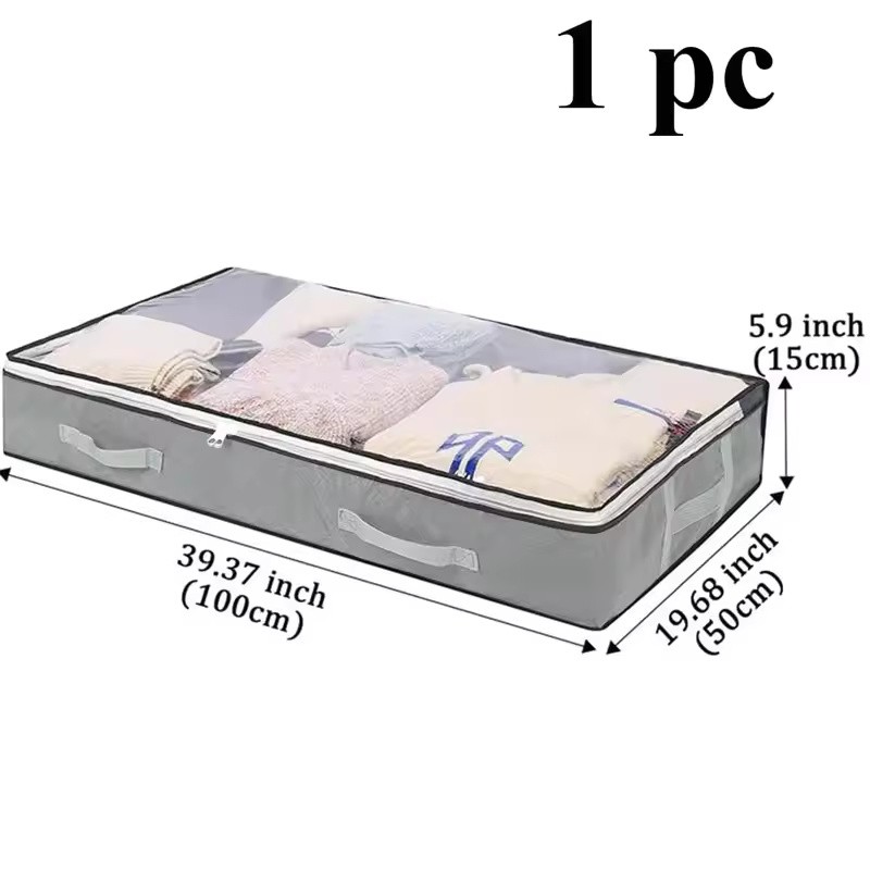 1pc/2pcs/3pcs Dustproof Under Bed Storage Box with Reinforced Handles for