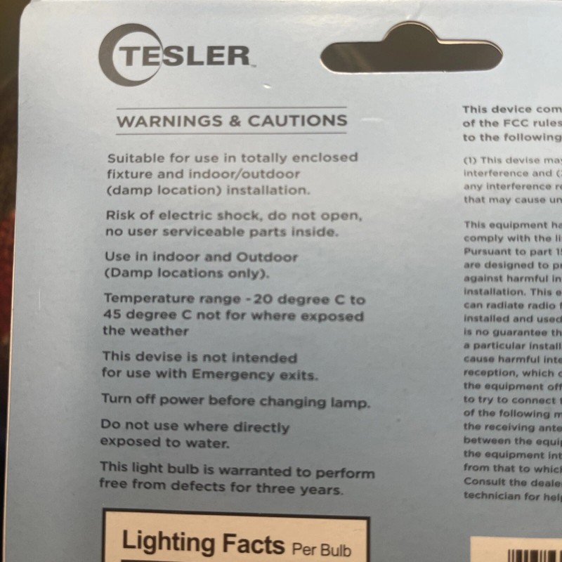 Watts Tesler Filament LED Light Bulbs E26 Base 60W 5.5W