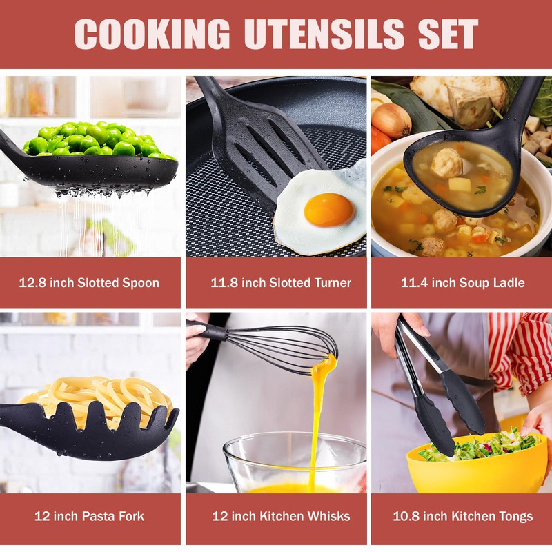 RAXCO Kitchen Utensils Set,18-Piece Cooking Tools and Sharp Knives,Stainless Steel