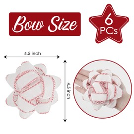 AIMUDI White Velvet Gift Bows with Red Edge 4.5'' Present Bows for Gift Wrapping Self Adhesive Gift Wrap Bows for Party, Holiday, Wedding, Baby Shower Decorations - 6 Counts