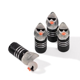 Rislobx 4Pcs Tire Valve Stem Cap Cover for Car SUV Truck, Valve Cover with Funny Duck Sunglasses, Decorative Tire Valve Caps Wheel Accessories (Black Sunglasses Duck)