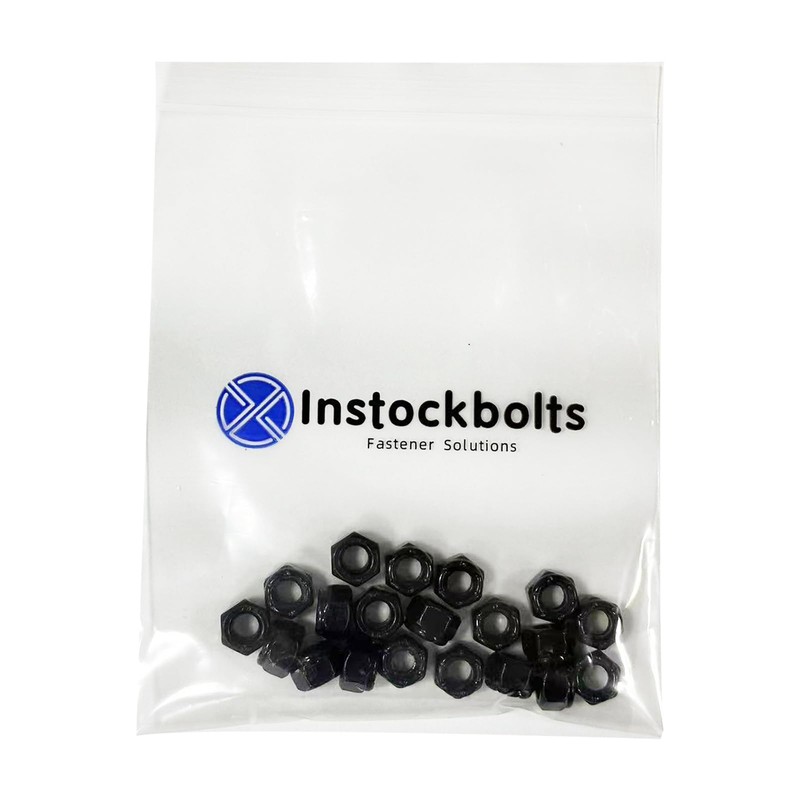 6-32 Black Nylon Insert Lock Nuts, Stainless Steel 304 (18-8)