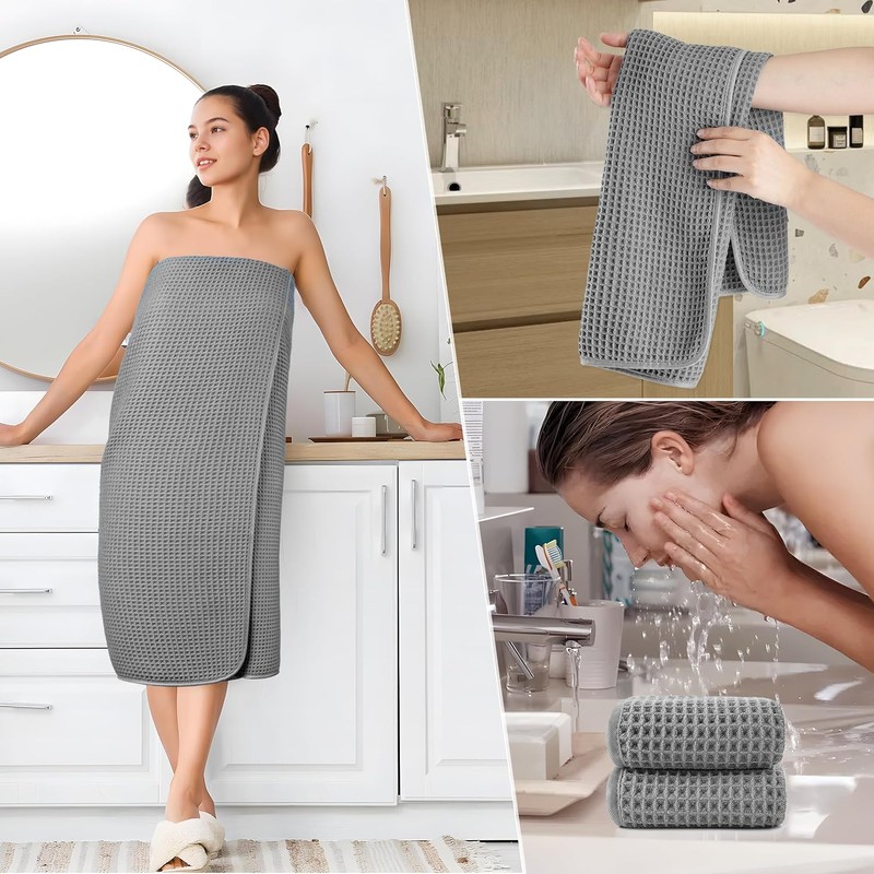 Polyte Set de 6 Toallas de Baño Microfibra Waffle Secado