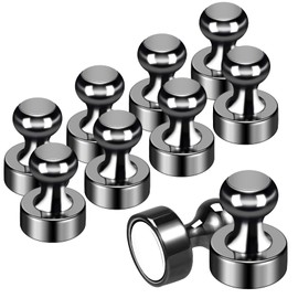 GOOZADA 10Pack Fridge Magnets Adults Refrigerator Magnets Strong Metal Whiteboard Magnets Small Round Magnets Set for Fridge Whiteboard Locker Dry Erase Board in Kitchen Office Home Black
