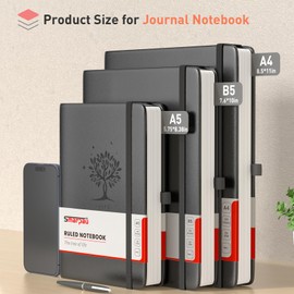 Smarpau Notebook B5, Hardcover Lined Journal with 320 Pages and 100gsm Premium Paper, Leather Journal, The College Pad Notepad is Suitable for Writing and Noting, 19 x 25 cm, Black