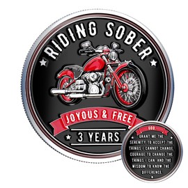 MilestoneMint 3 Year Sobriety Coin - Riding Sober AA Medallions - 3 Year AA Chips & Medallions to Celebrate Milestones - Three Year Sober Coin Gift for Men & Women in Recovery