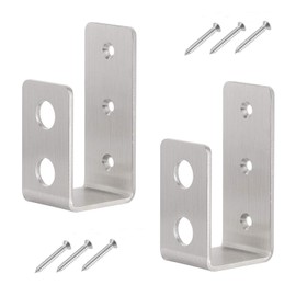 VANROUG 2 Pack 2 x 4 Door Barricade Brackets Stainless Steel Heavy Duty Bar Open Bar Steel U Security Door Lock Brackets with Screw Fits 2x4 Lumber