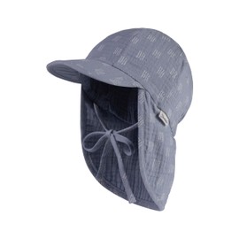 Sterntaler Peaked Cap with Dots Muslin with Neck Protection and Tie Band for Boys - Baby Hat with Graphic Dot Pattern - Cotton Sun Cap, grey, 47