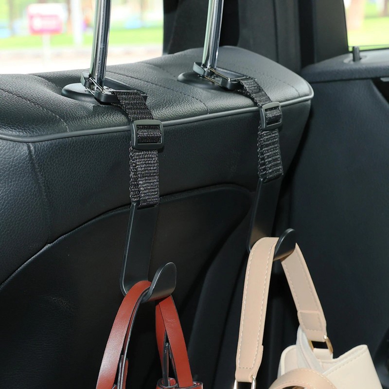 Amooca Headrest Hooks for Car Adjustable 4 Pack Vehicle Seat