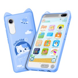 Kids Phone for Boys, 3.97" Touchscreen Kids Toys Cell Phone Learning Music Puzzle-Games, with Silicone Toddler Phone Toys for Girls Boys Age 3-12, Working Real Play Cell Phone(Blue)