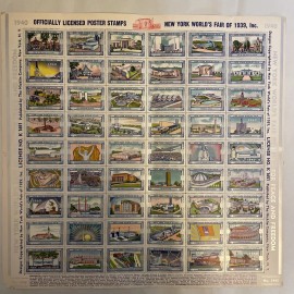 NY WORLD'S FAIR 1939 SHEET OF 54 POSTER STAMPS-