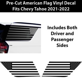 Bogar Tech Designs Precut Quarter Window American Flag Vinyl Decal Sticker Compatible with Chevy Tahoe and GMC Yukon 2021-2023, Matte Black