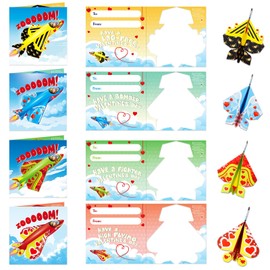 FLYAB Valentine's Day Cards for Kids Classroom - 30 Pack Funny Paper Airplanes Cards with Envelopes Valentines Crafts for Kids Valentines Exchange Gifts for Kids School Valentine Party Favors