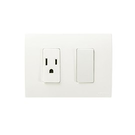 Niessen AM-SU-004-BA Apagador Sencillo, 1 Modulo + Contacto 2P+T, 1 Modulo con Placa Incluida, Blanco Alpino