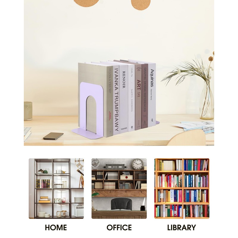 Honagu Bookends, Metal Book Ends, Bookends for Shelves, Book Holder